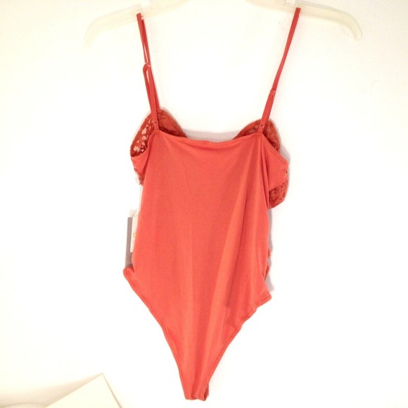 Melograno Rico Top Bodysuit Pink Coral Womens Lace Spaghetti Strap Size Small - Picture 3 of 10